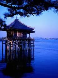 pic for temple on the lake at dusk